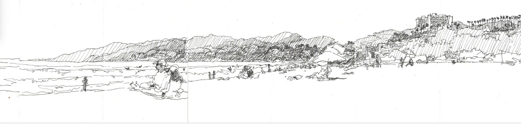 Santa Monica Beach 2/18/19 (excerpt, for full drawing see PANORAMAS)