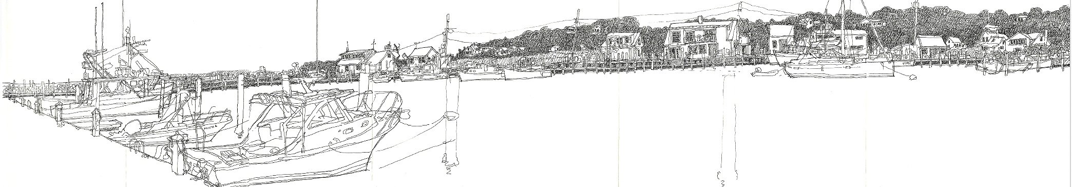Menemsha Harbor 6.7.24 (excerpt for full Drawing see PANORAMAS)