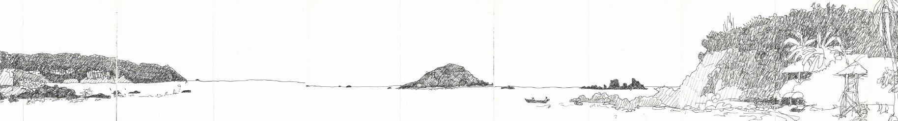 Beach umbrellas and villas 12/24/23 (excerpt, for full drawing see PANORAMAS)