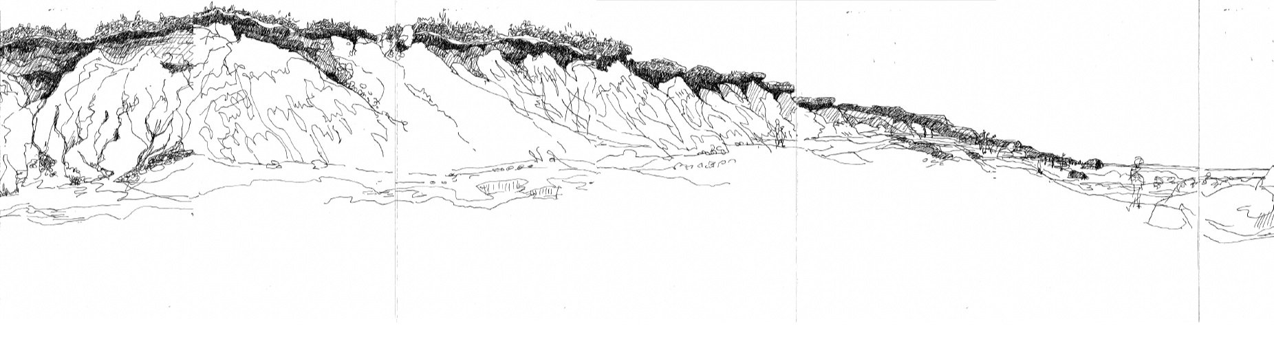 Aquinnah Cliffs, 6/21/18 (excerpt, for full drawing see PANORAMAS)