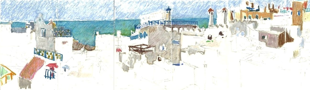 Roof of Riad La Belle Essaouira 6/4/16 (excerpt, for full drawing see PANORAMAS)