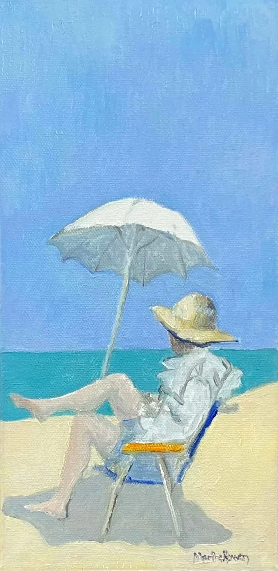 White Umbrella                                                          Oil on Canvas 6" x 12"