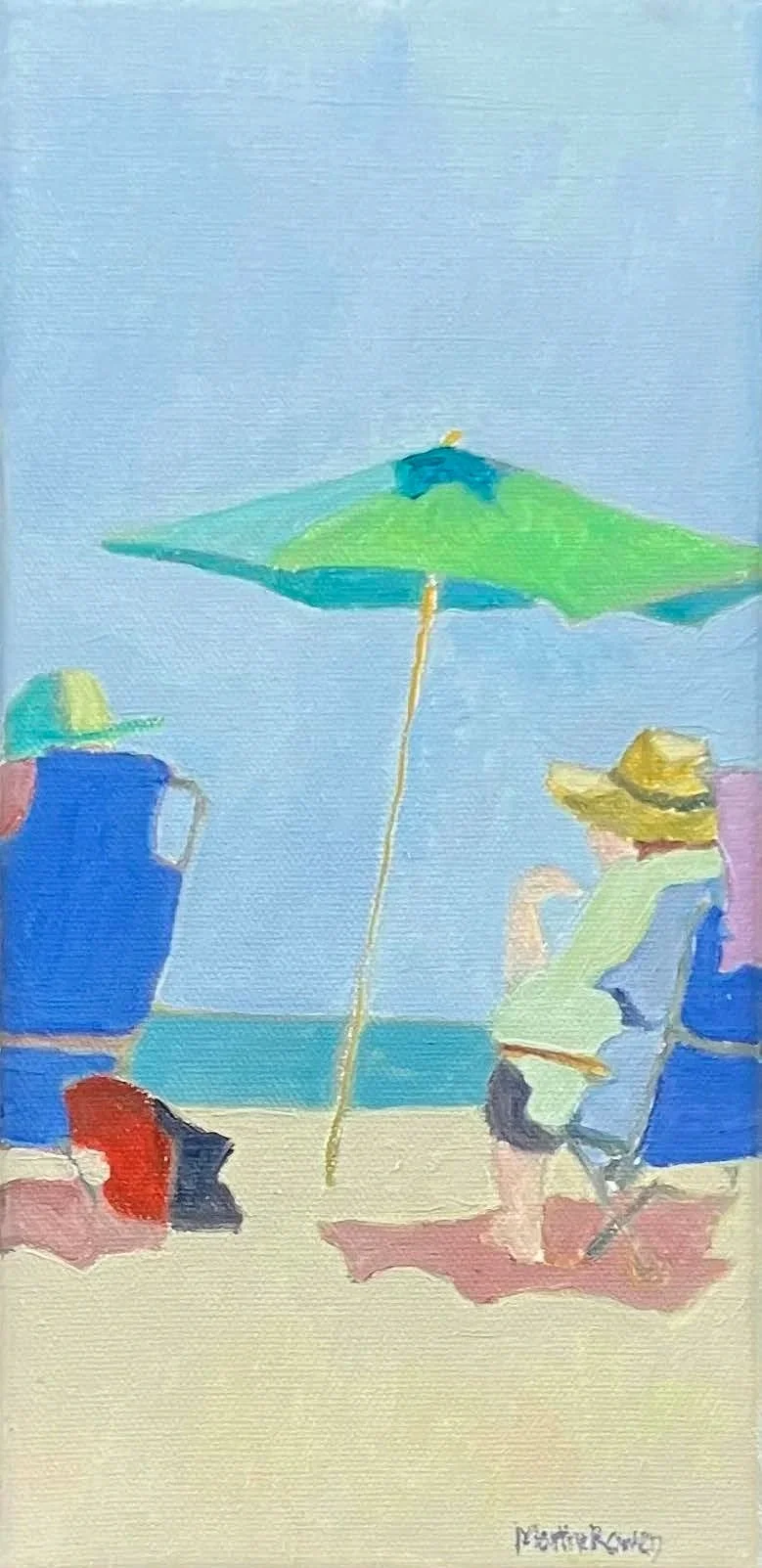 Green Umbrella Oil on canvas 6"W x 12"H