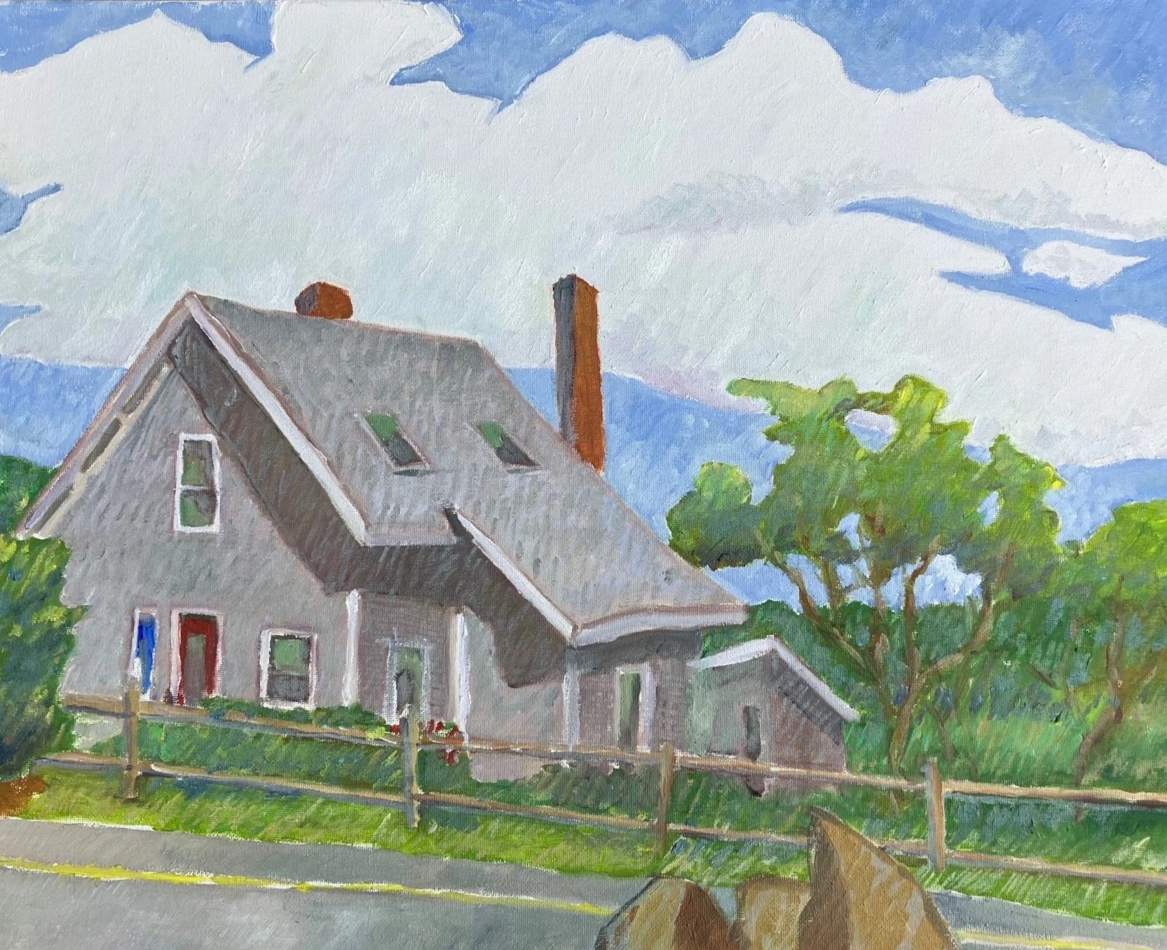 Menemsha Red Door Oil on Canvas 16"H x 24"W