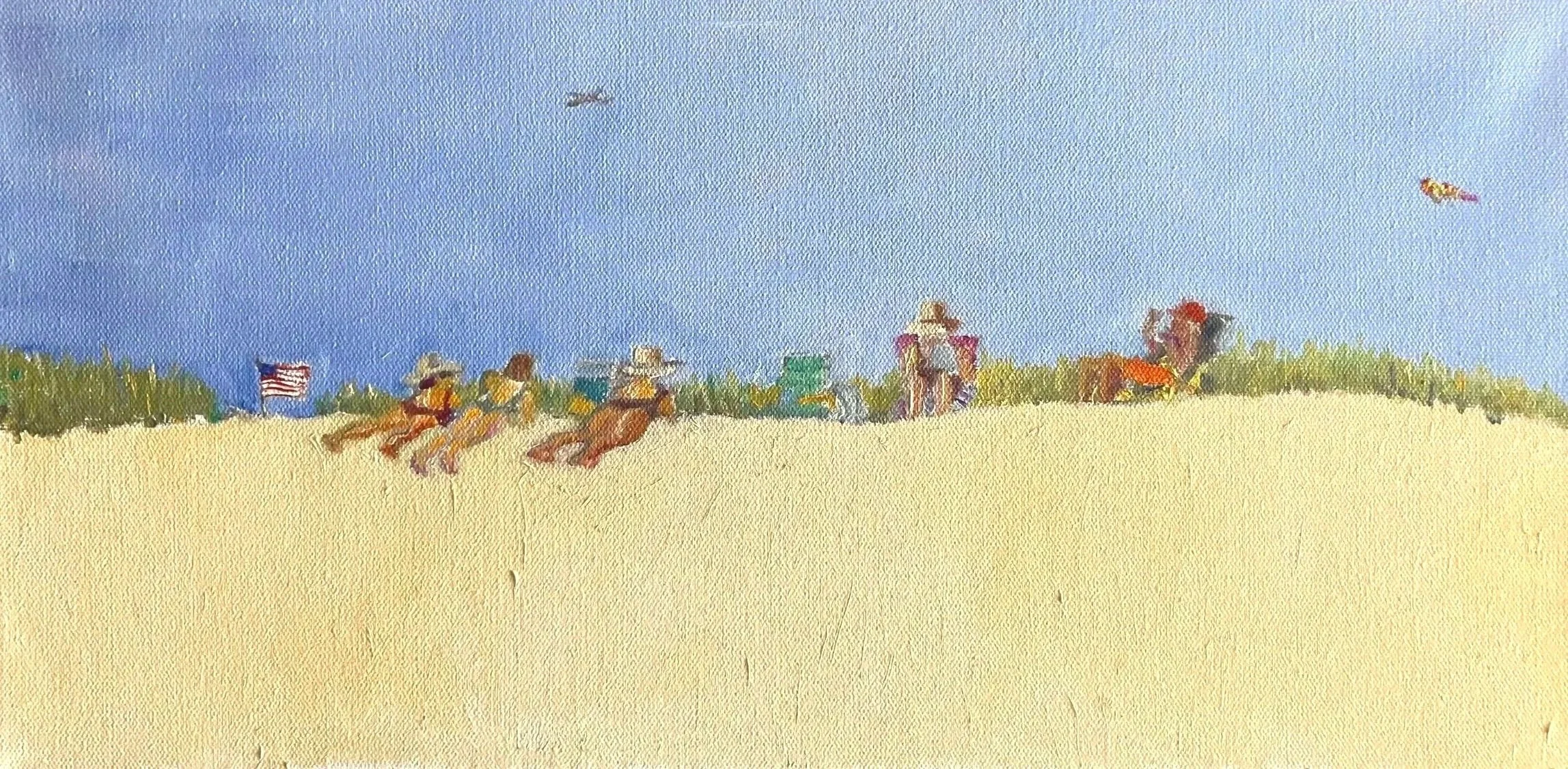 Kite Day at Crax  Oil on Canvas 10"H x 20"W