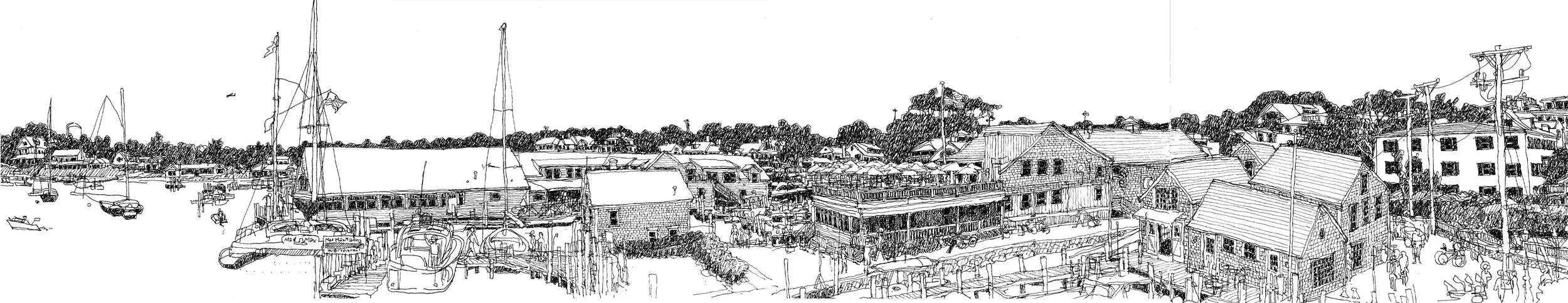 Edgartown Harbor 7.18.25 (excerpt, for full drawing see PANORAMAS)