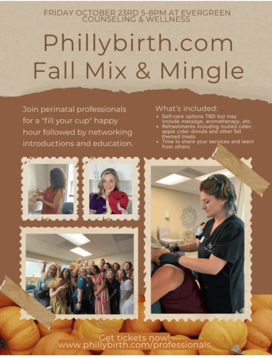 Fall Perinatal Mix & Mingle by Phillybirth.com with Phillybirth.com & Doula Care at Evergreen Counseling & Wellness in Hatboro, PA