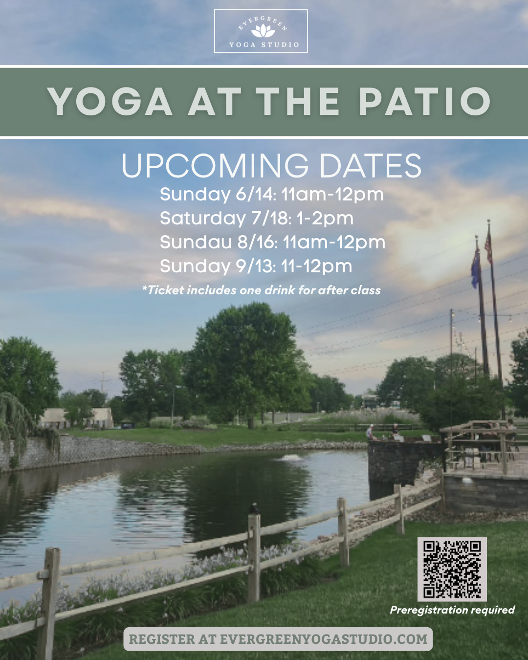 Yoga at the Patio in Horsham and taught by Evergreen Yoga Studio in Hatboro, PA