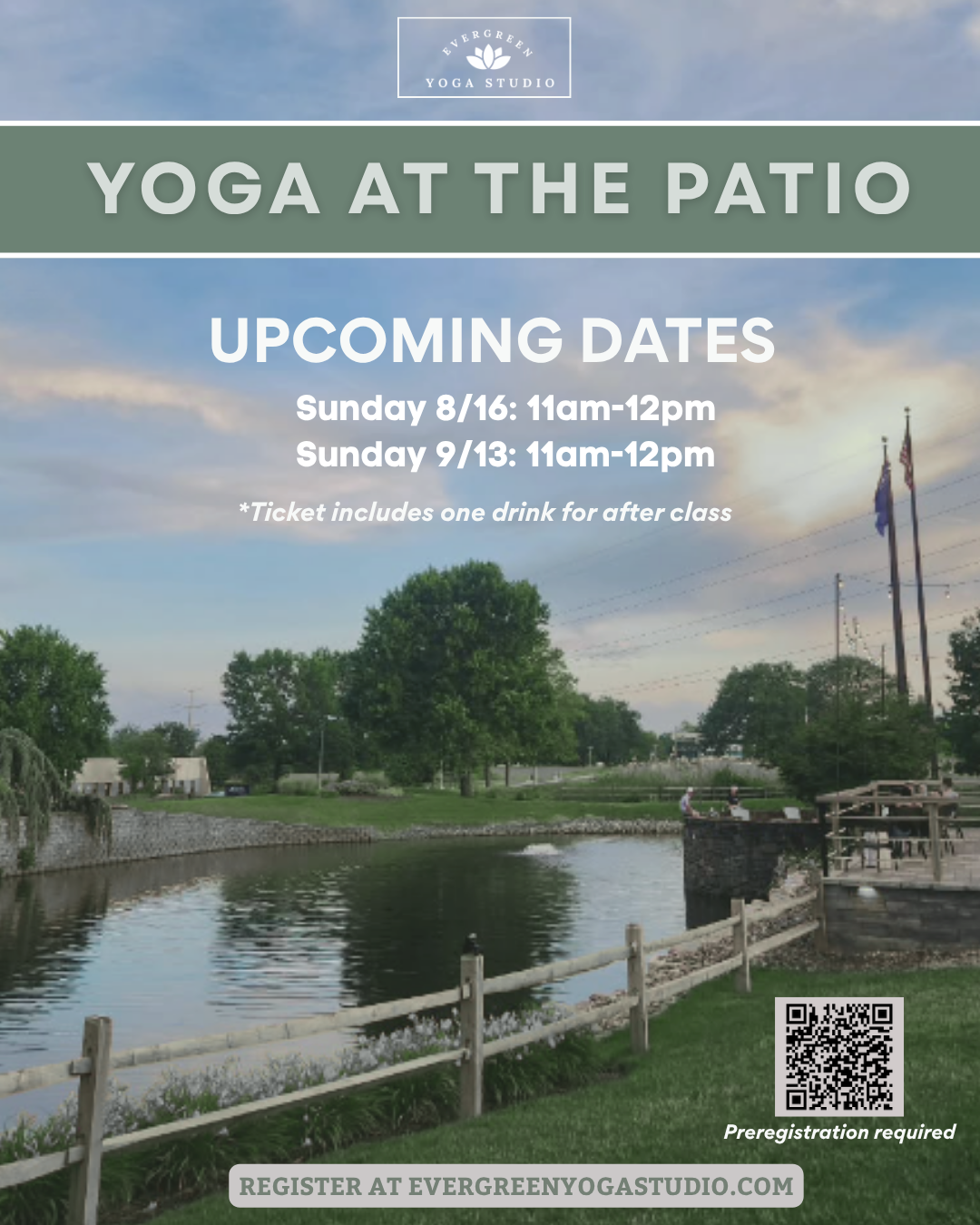 Yoga at the Patio in Horsham and taught by Evergreen Yoga Studio in Hatboro, PA