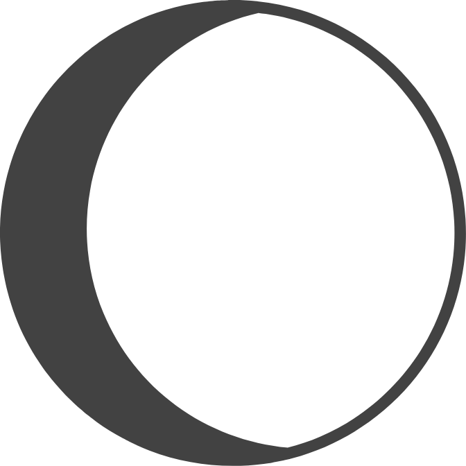 Illustration of the Waxing Gibbous Moon, outlined in dark charcoal.