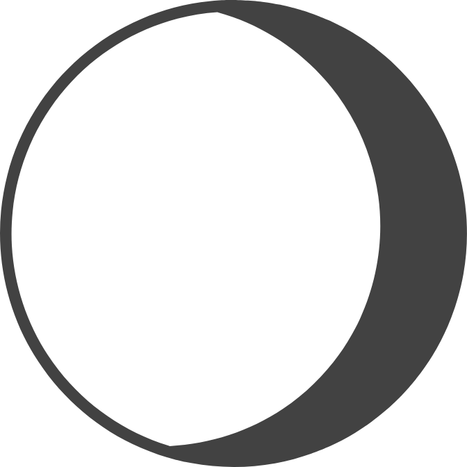 Illustration of the Waning Gibbous Moon, outlined in dark charcoal.