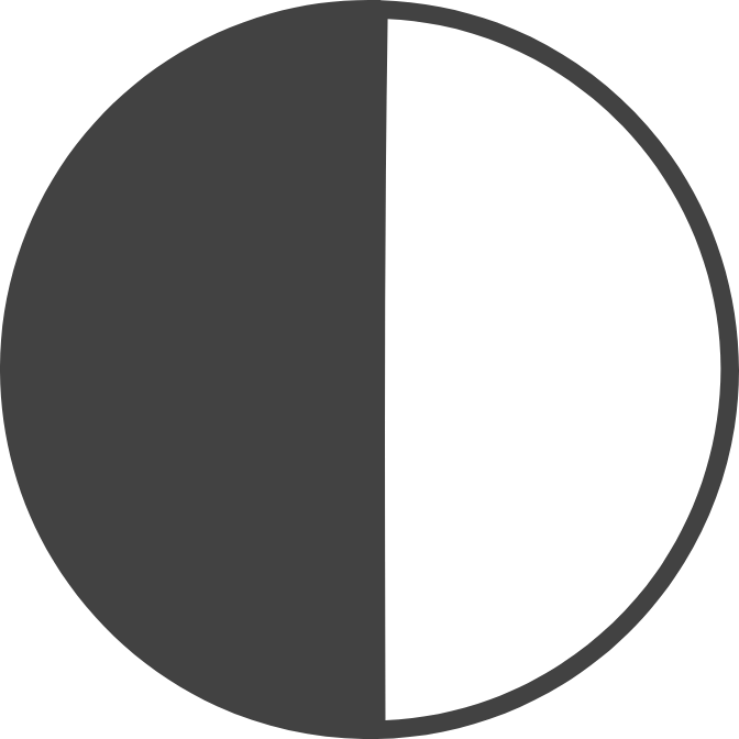 Illustration of the Waxing Half Moon, outlined in dark charcoal.