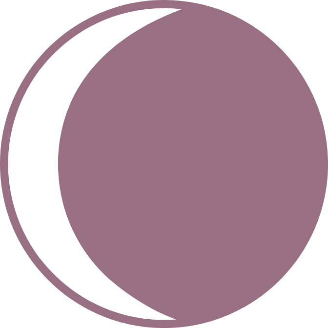Illustration of the Waning Crescent Moon, outlined in dark charcoal.