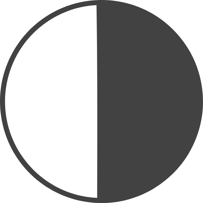 Illustration of the Waning Half Moon, outlined in dark charcoal.