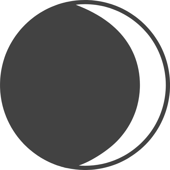 Illustration of the Waxing Crescent Moon, outlined in dark charcoal.