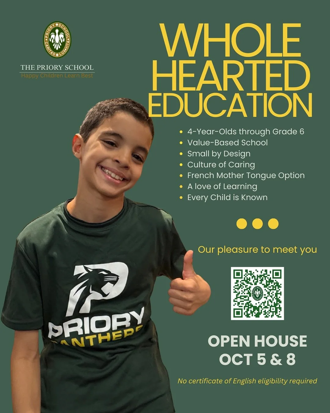 At The Priory, learning begins with truly knowing each child.

Join us for our Open House on October 5 &amp; 8.

Register today: priory.qc.ca
-No certificate of English eligibility required

Ici, on te conna&icirc;t par coeur.

Venez nous visiter lor