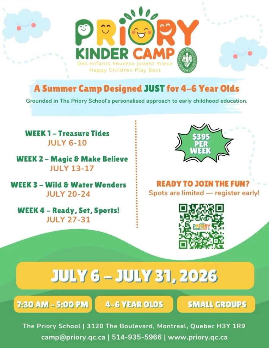Registration for Priory Kinder Camp is now open.

Designed especially for preschool aged children between 4 and 6 years old, our camp offers a gentle, nurturing introduction to camp life rooted in the values of The Priory School.

Les inscriptions po