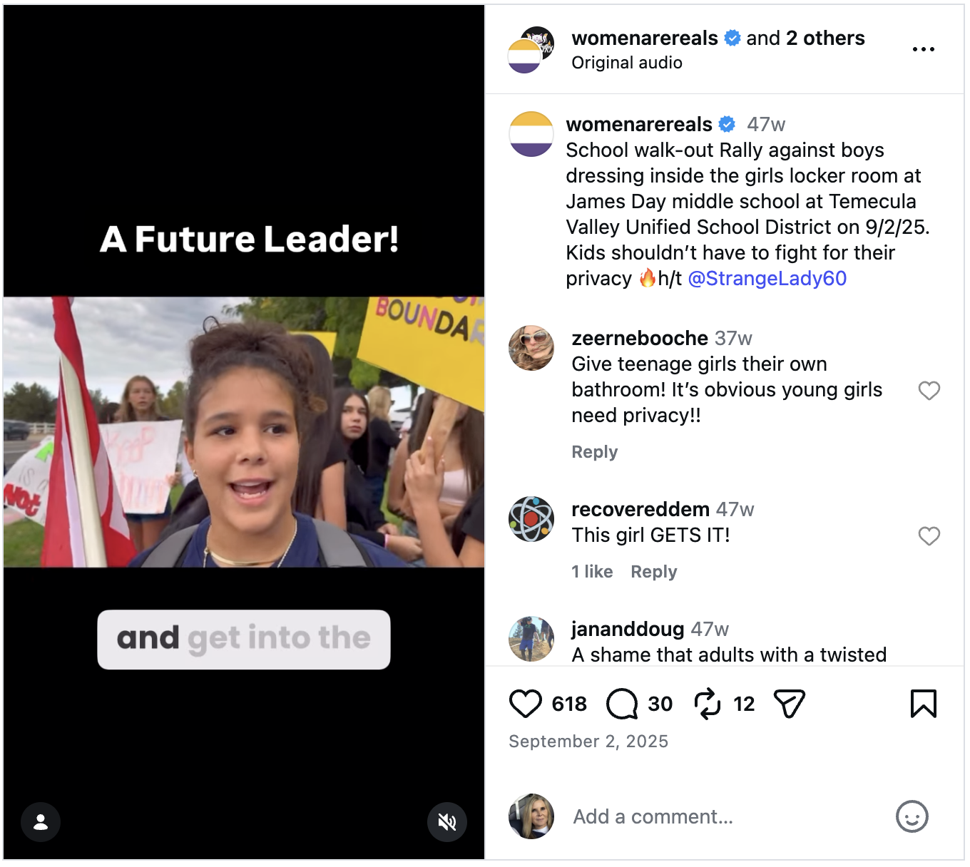 "Protect Girls Walkout" at Temecula Unified during class