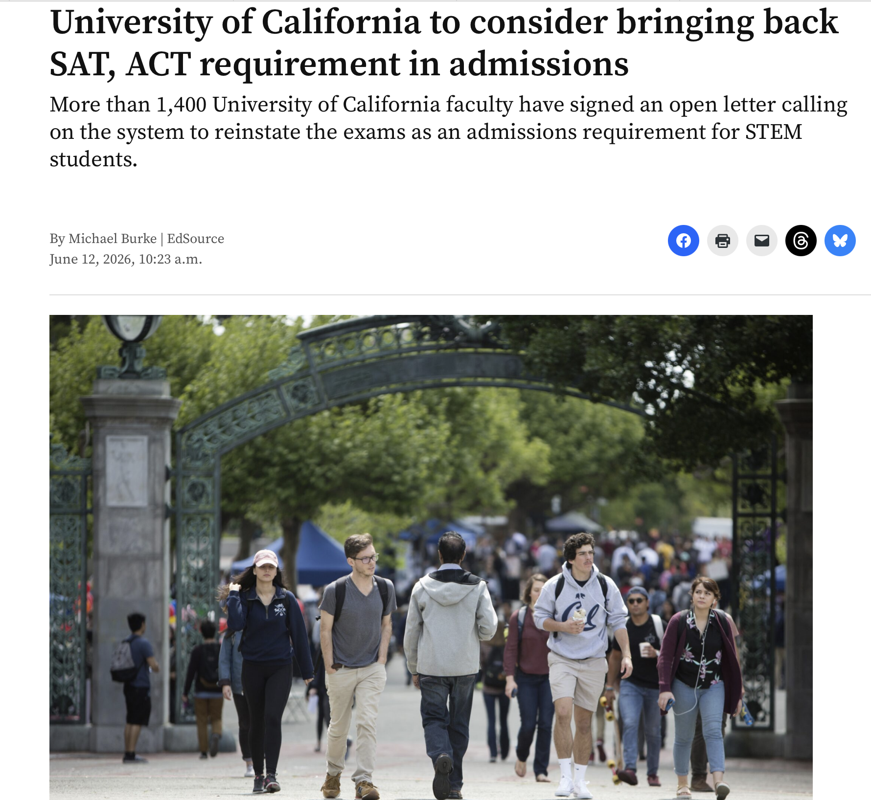 University of California to consider bringing back SAT, ACT requirement in admissions