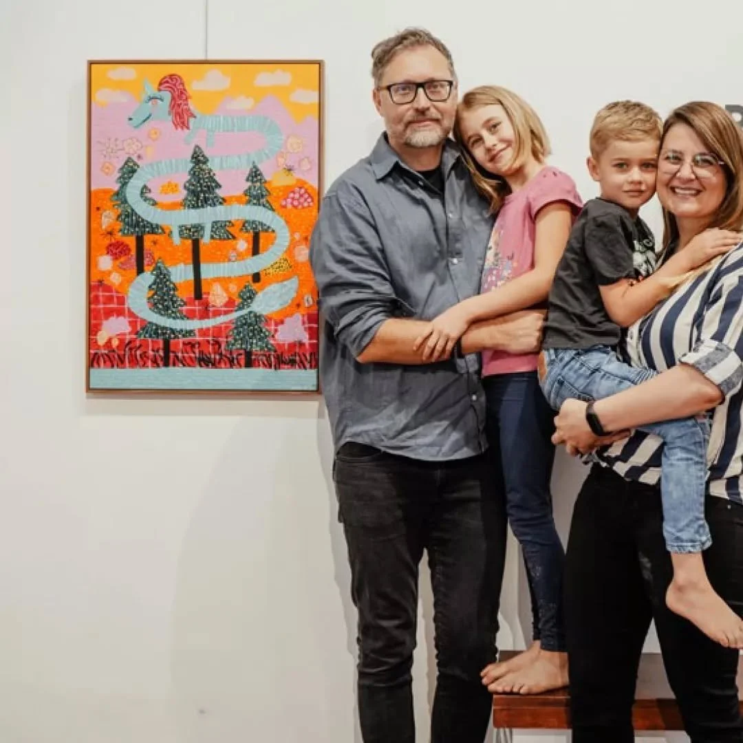 So proud of these two little creatives :) We were thrilled to participate in the group exhibition currently on at @rust_en_vredegallery . Artists and their children were requested to make art together. Jewel (8), Nathan (5) and myself had so much fun