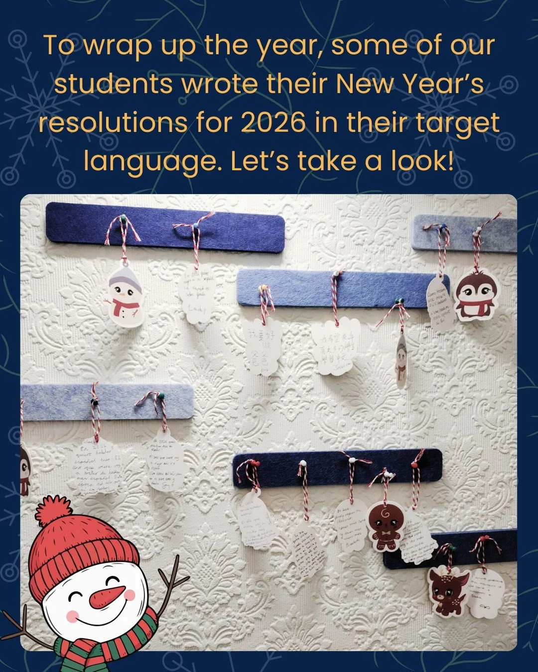 To wrap up the year, some of our students wrote their New Year&rsquo;s resolutions for 2026 in their target language. We look forward to supporting them as they turn these goals into real achievements in the year ahead.
Wishing you all a happy 2026! 