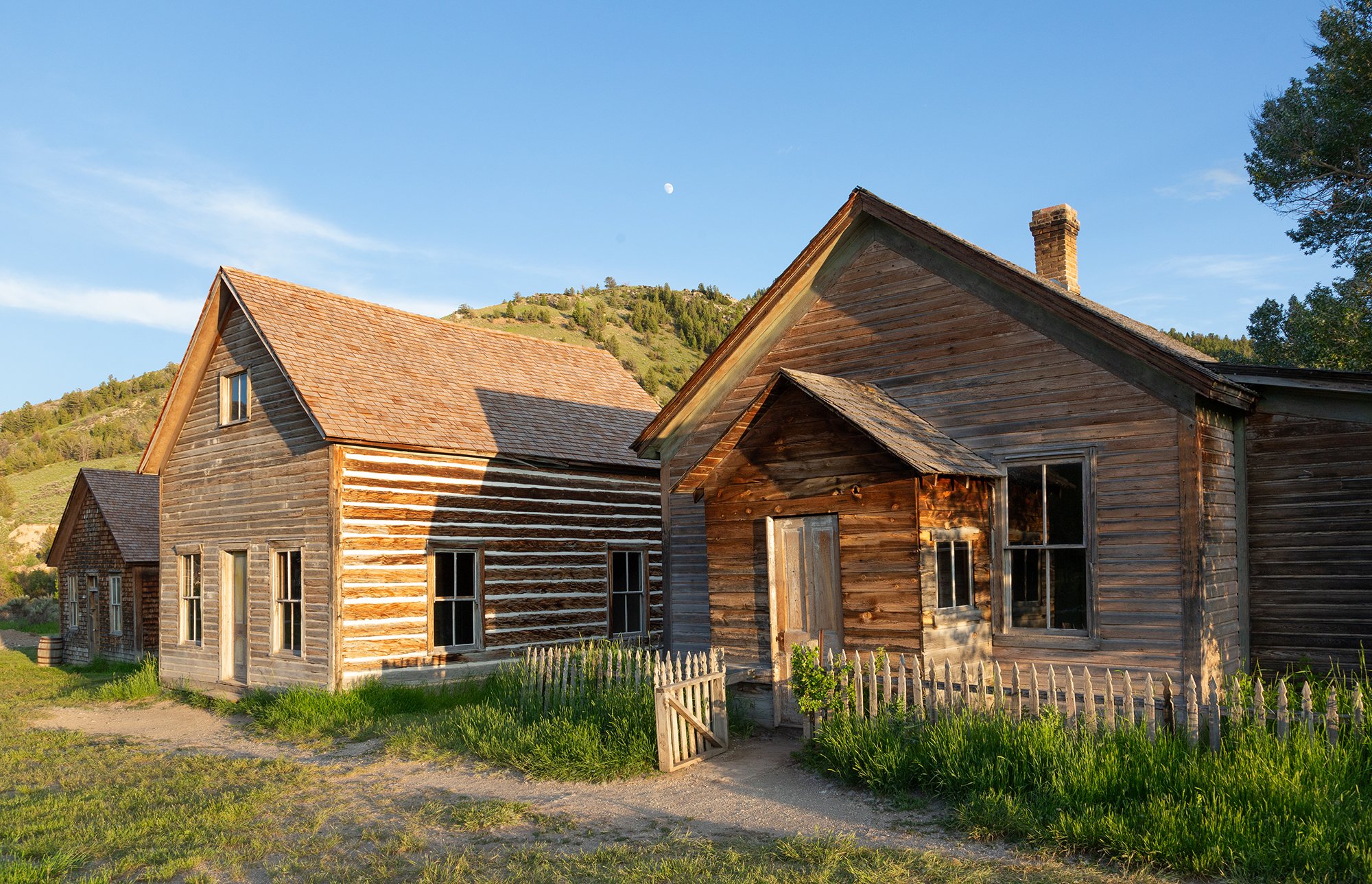 Three House Moonrise - Bannack Montana