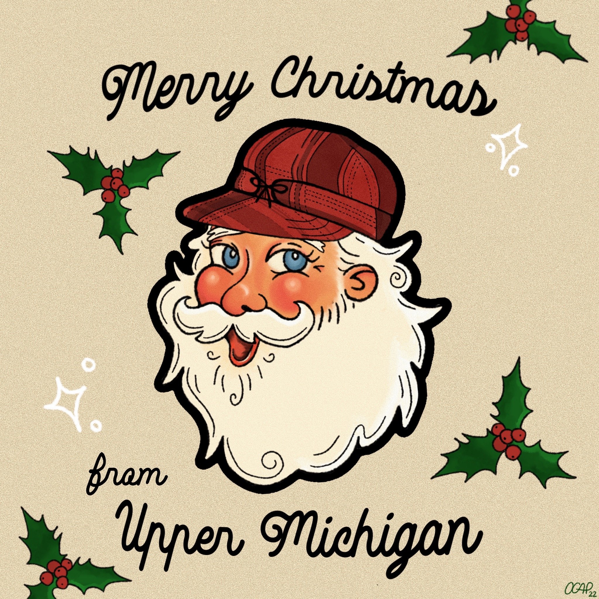 Yooper Santa digital illustration