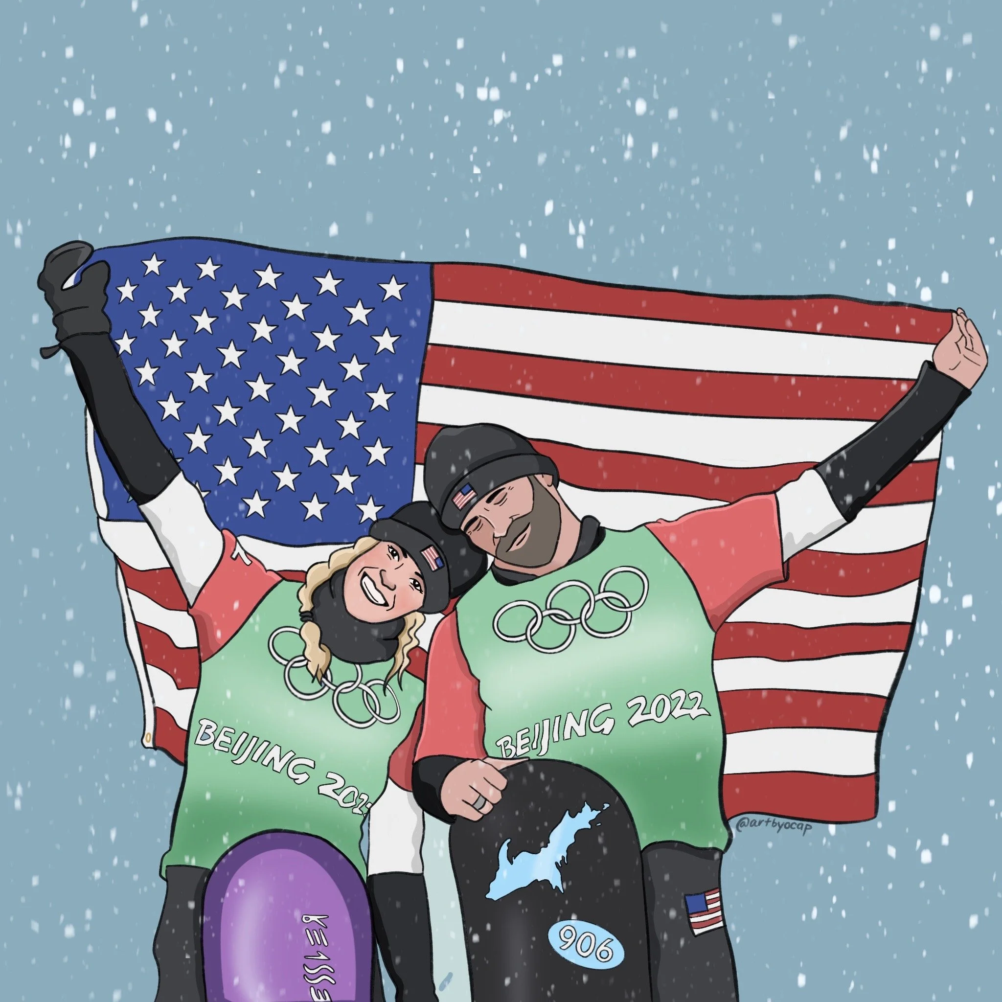 Olympic Snowboard Champs UP Native Digital Illustration