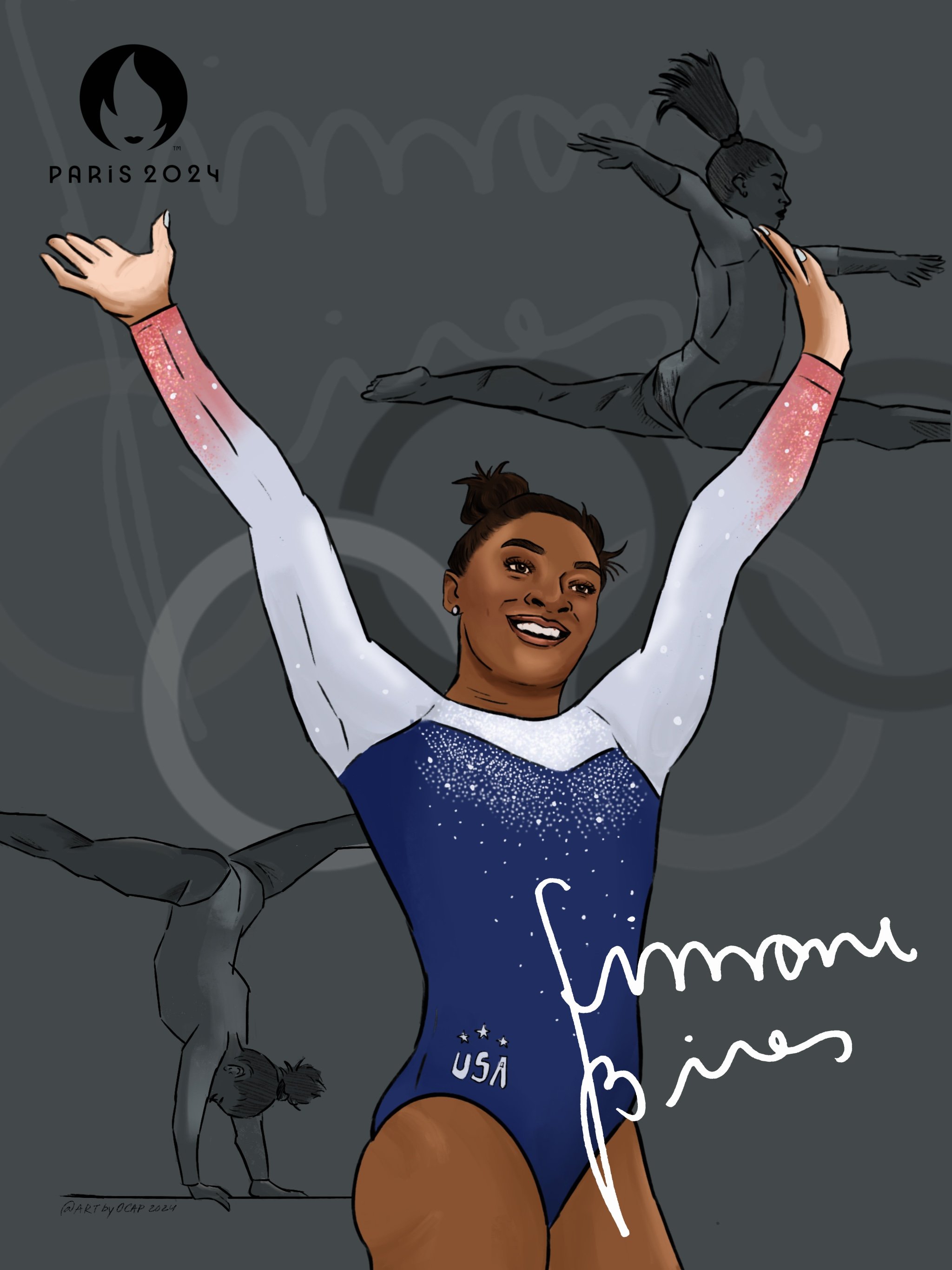 Simone Biles Digital Illustration 2024