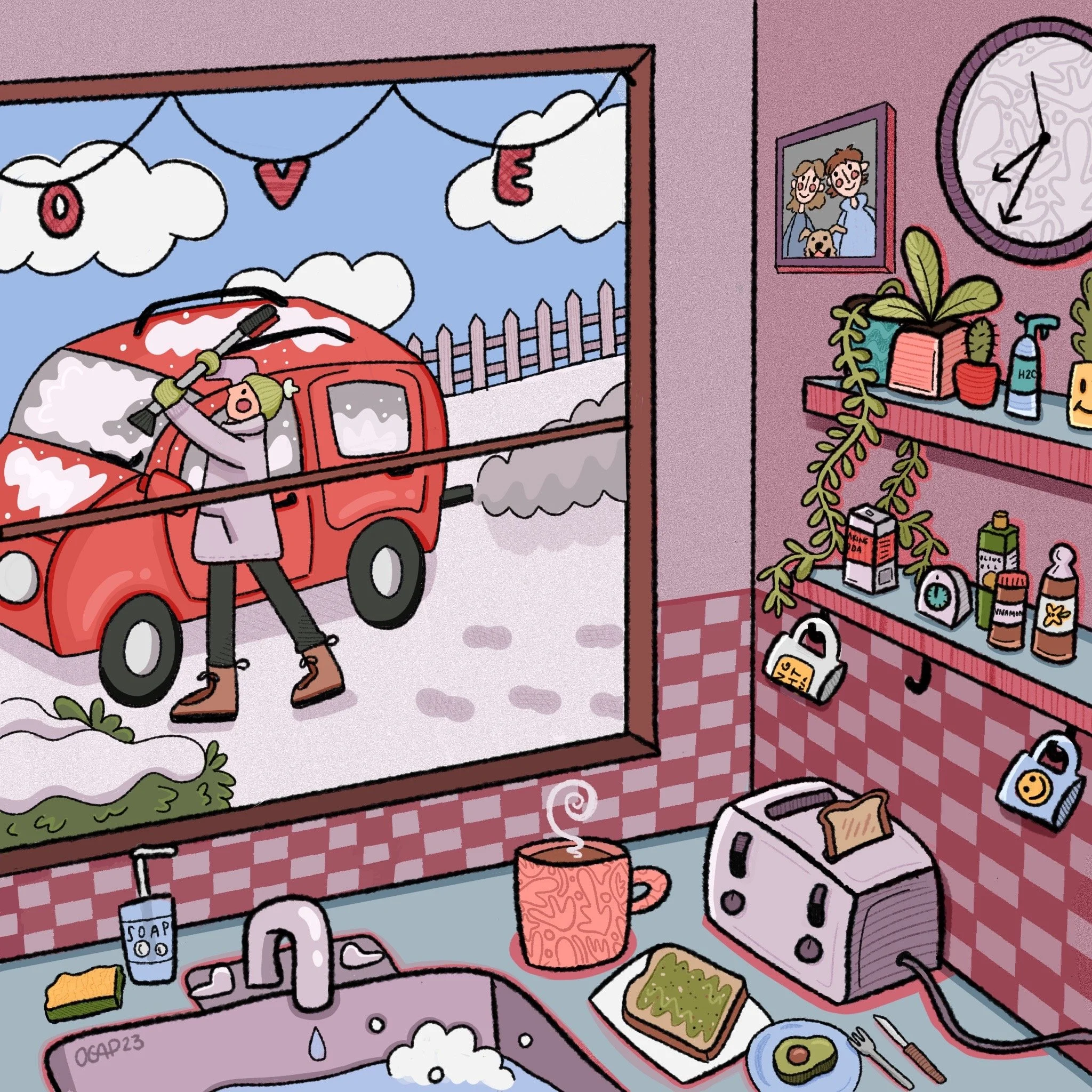 Winter Kitchen Digital Illustration