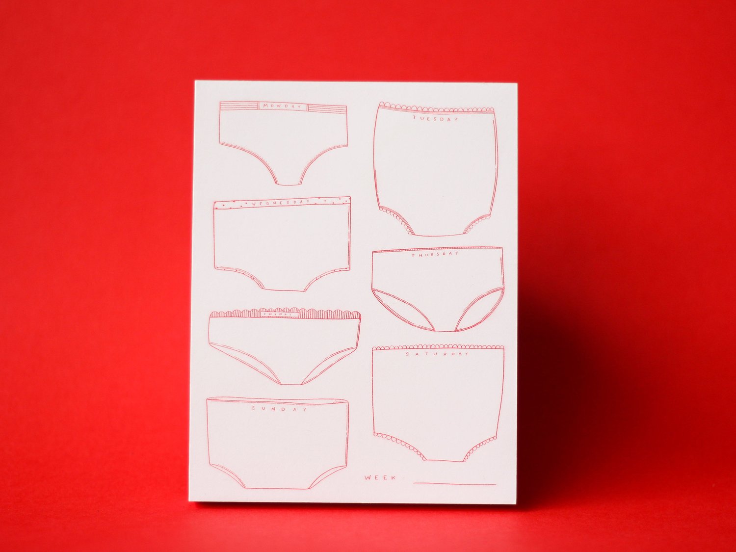 Days of the Week Underwear - Flat-Printed Notepad — M.C. Pressure