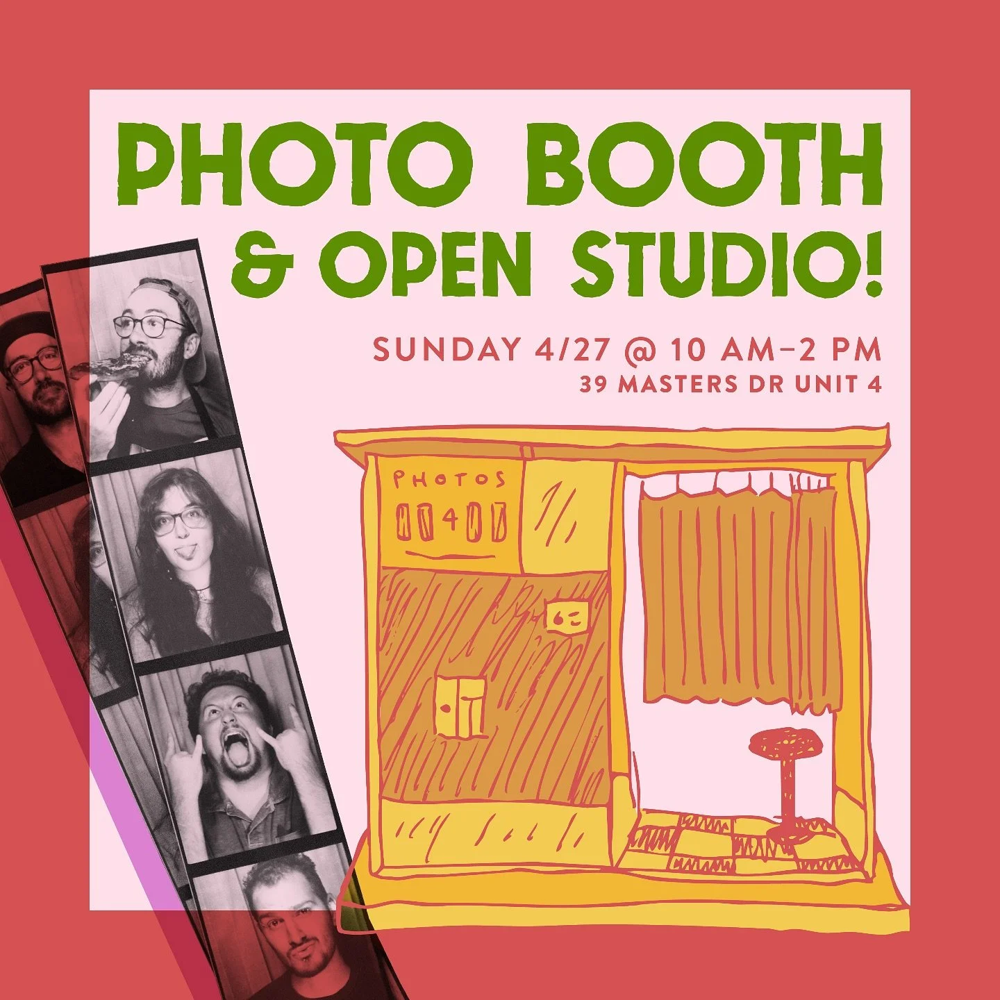 🎉 OPEN STUDIOS 🎉

Sunday April 27th we will be joining our studio mates for open studios! Everyone has something different to offer from treats to tats to teachings! We will have our vintage analog photobooth up and running keepsakes as well as our