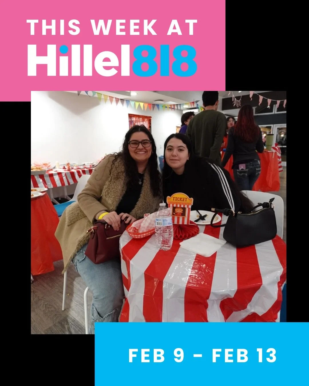 ✨ This Week at Hillel ✨
🎨 Makerspace
Mon 9 | 2:30 PM
📘 JLF
Mon 9 | 5:00 PM
🎪 Pierce Tabling
Wed 11 | 11:00 AM
🧘&zwj;♀️ Yoga with Sharsheret
Wed 11 | 5:00 PM
✡️ Kol Yisrael
Thurs 12 | 6:00 PM
💖 Chai Valentine&rsquo;s Brunch
Fri 13 | 11:00 AM