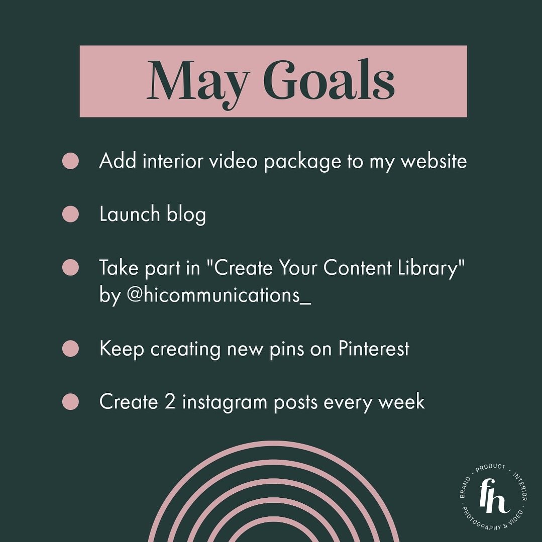 Loving the accountability from last month so here are my goals for May&hellip;

1. Add interior photo&amp;video package to my website
- I&rsquo;ve had this on my list since March but I am going to make it happen this month!!!

2. Launch blog
- I&rsqu