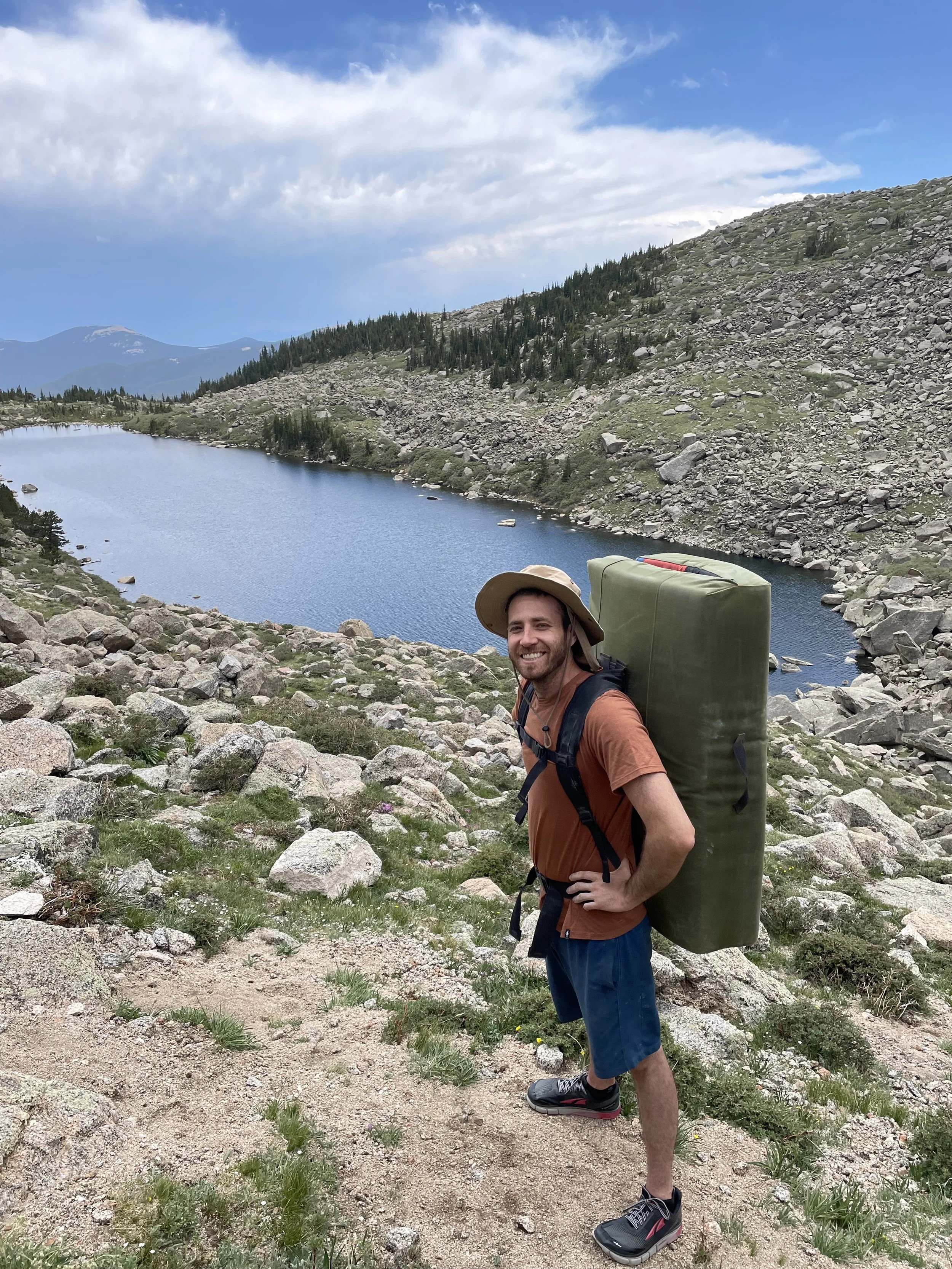 Jeff ready to climb after the hike in to Lincoln Lake.
