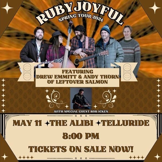 @rubyjoyfulmusic feat. Drew Emmitt and Andy Thorn of @leftoversalmonmusic LIVE AT ALIBI May 11th!! 🎻🎶
⠀⠀⠀⠀⠀⠀⠀⠀⠀
Need Off Season plans?!? GET YOUR TICKETS TODAY! 🎟️
⠀⠀⠀⠀⠀⠀⠀⠀⠀
#liveatalibi #offseasontelluride #leftoversalmon #rubyjoyful