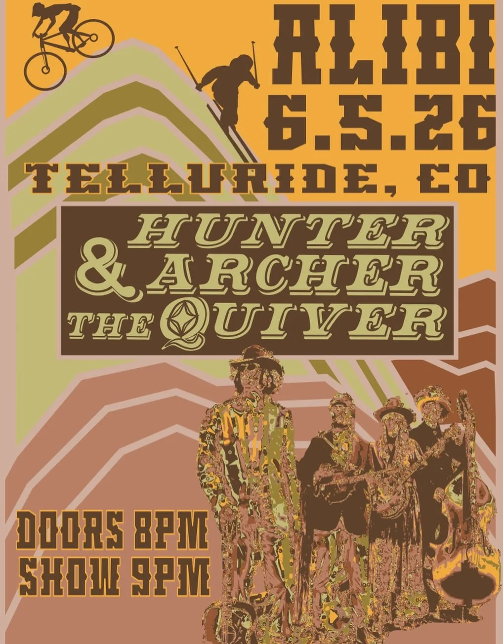 TOMORROW

Hunter Archer &amp; The Quiver

This Steamboat Springs based band delivers a rugged blend of country, bluegrass and Americana. Melding together Waylon Jennings and The Grateful Dead, their show is equal parts outlaw country, and free spirit