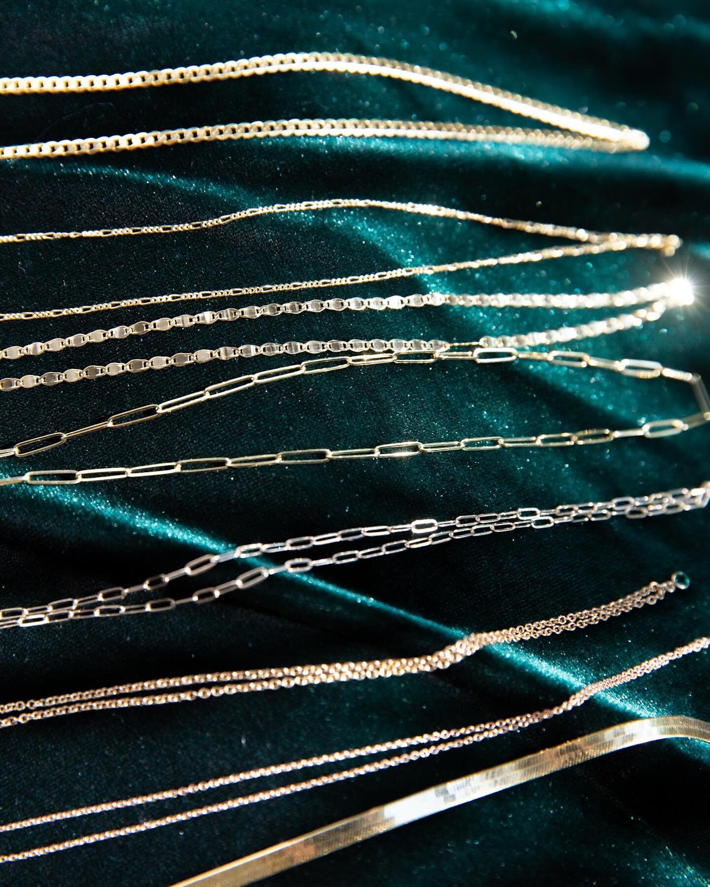 Texture! The key to any necklace stack is different chain styles. Figaro, herringbone, long link, you name it!