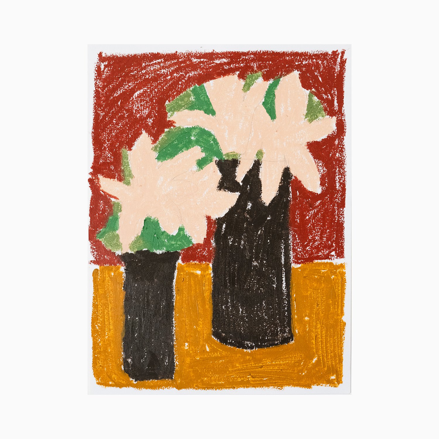 Flowers #6 (9" x 12") oil pastel drawing