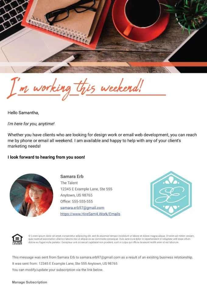 Working this Weekend