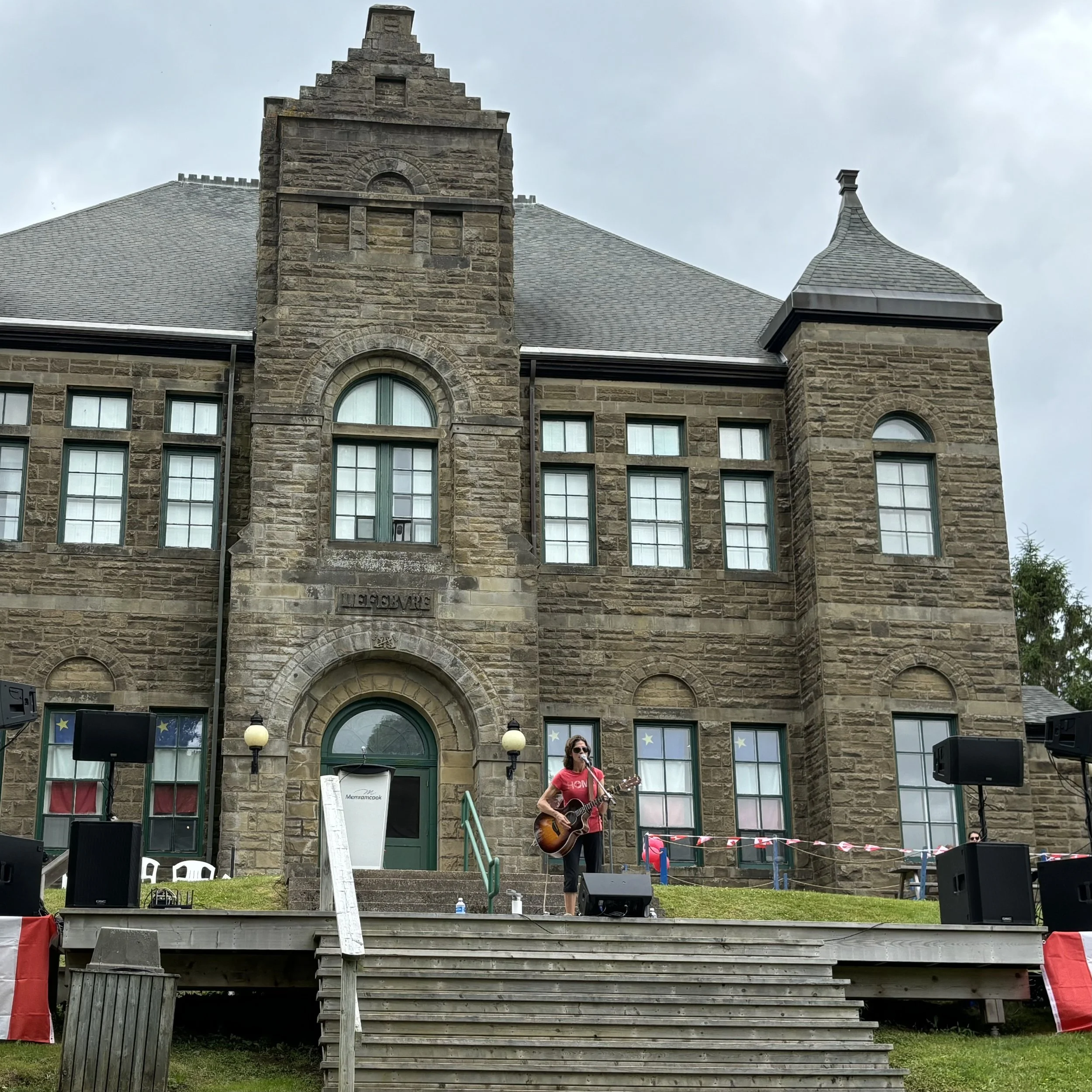 Monument-Lefebvre outdoor stage for Canada Day in Memramcook, NB, Canada.