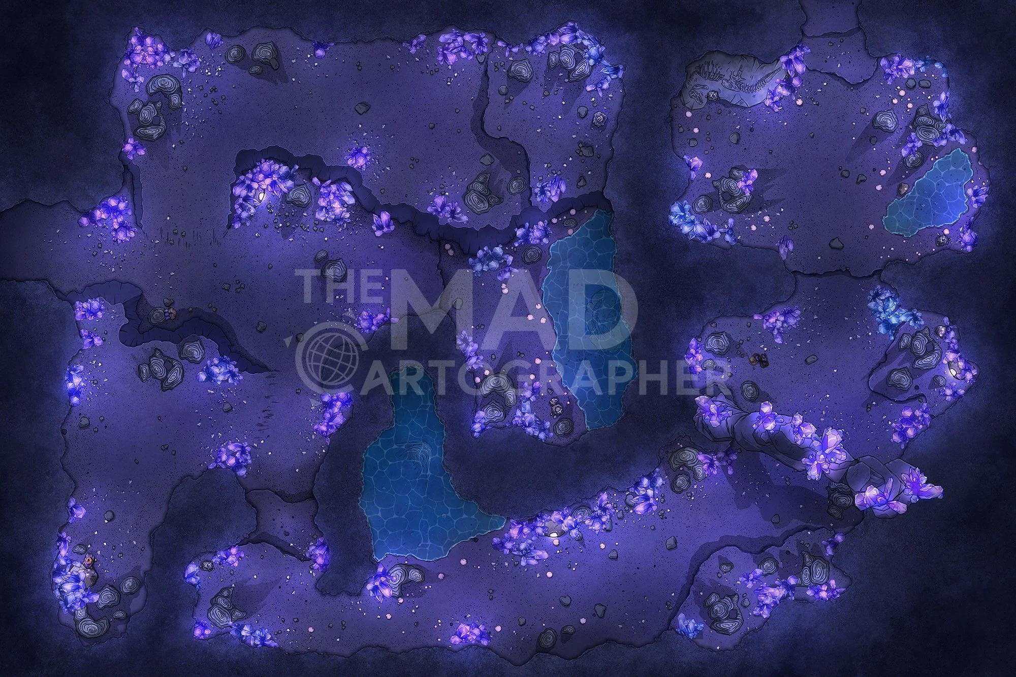 MOUNT MOON | 20x30 | A cavern filled with glowing moon rock from an ancient impact. Valuable fossils are exposed in the rockwork throughout. 