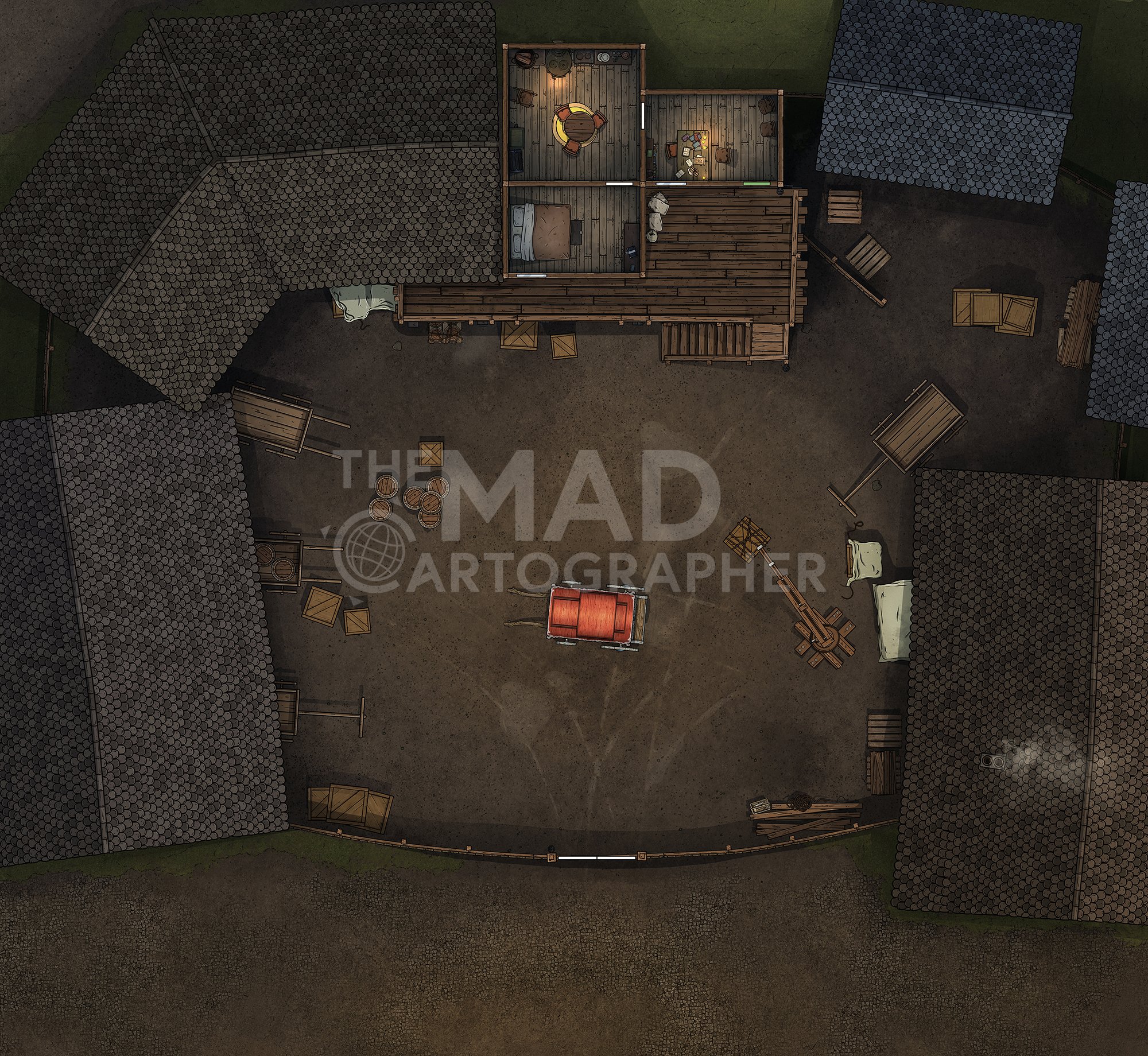 ⭐ ARASEK STOCKYARD (VALLAKI) | 25x23 | A practical trading yard supplying Vallaki with equipment, and housing a curious wagon. [🌓 Night & Day Variants] [🏨 Multi-floor Map]