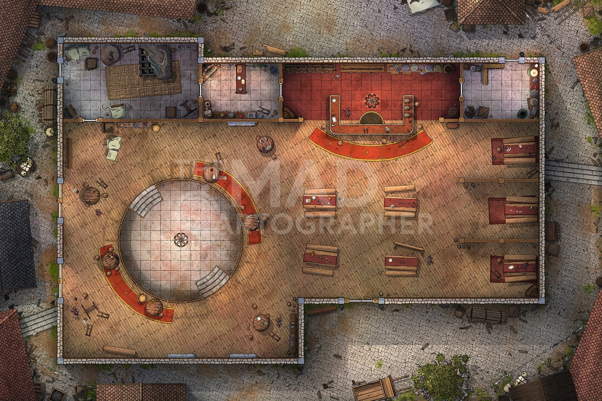 FIGHT PUB | 30x20 | A rough'n'tumble brawler's bar in a bad part of town. [🌓 Night & Day Variants]