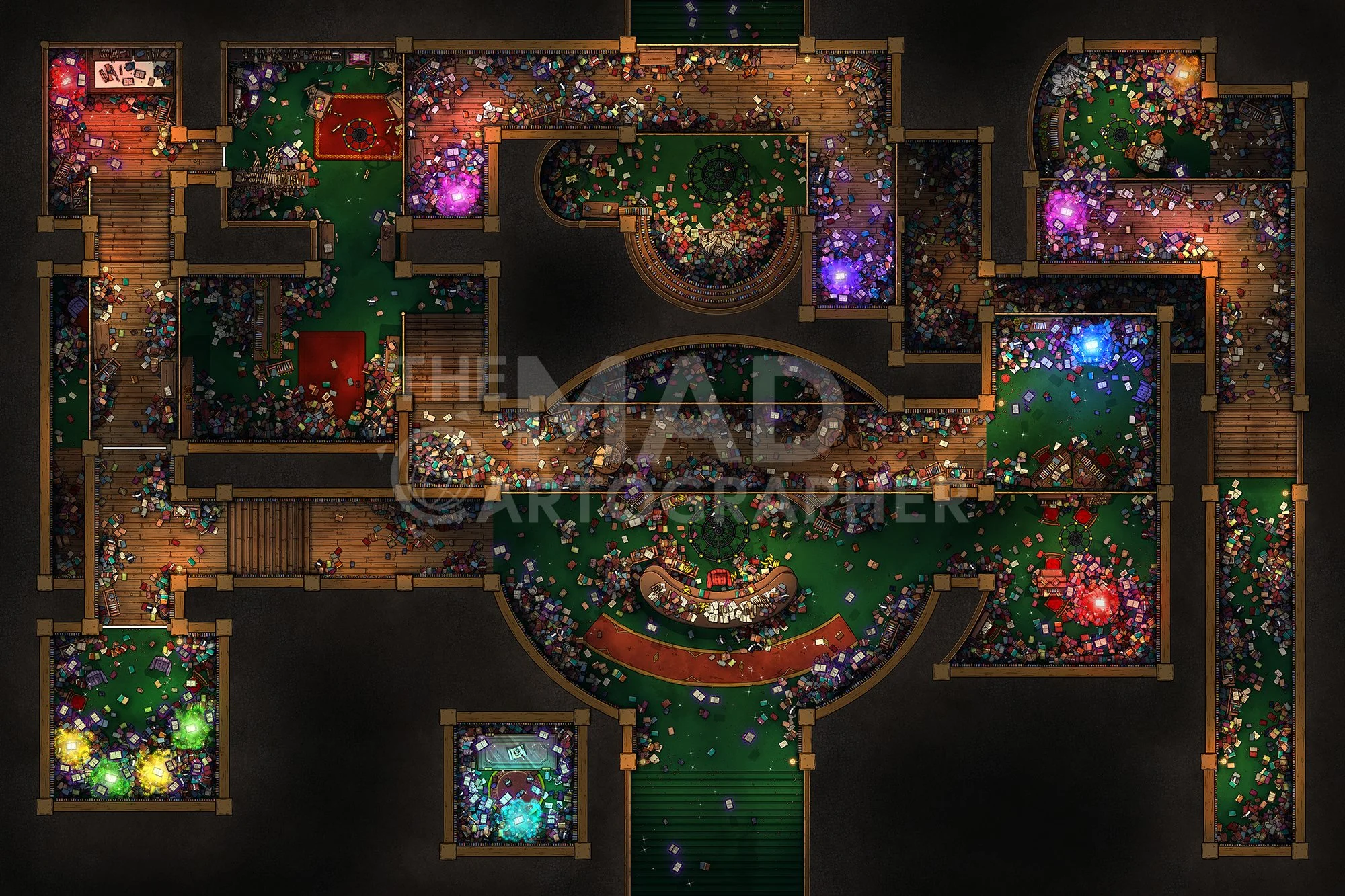 UNSEEN LIBRARY | 30x20 | A multi-story magical library of enchanted tomes and nonsensical walkways. [🏨 Multi-floor Map]