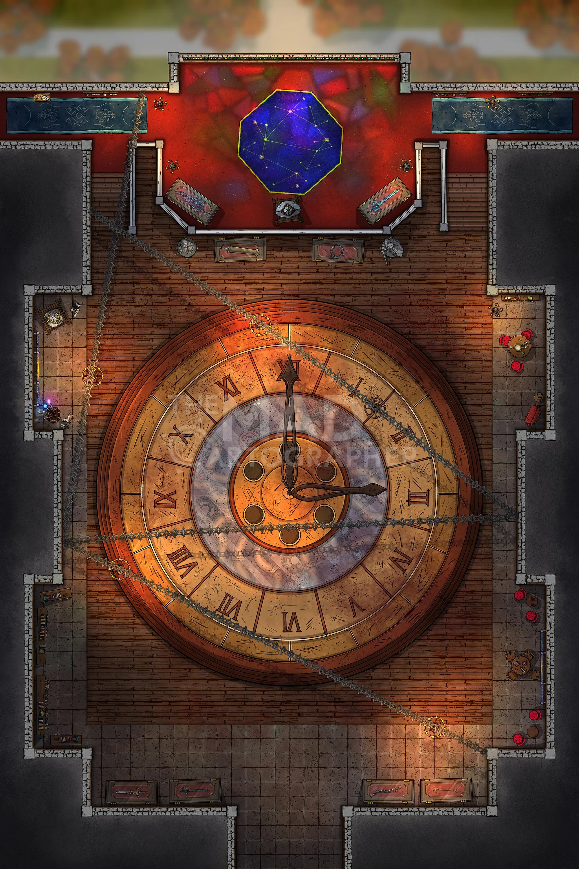 CLOCKTOWER ARENA | 20x30 | An enchanted clocktower where epic tales of soul and sword are eternally retold in combat. [🌓 Night & Day Variants]