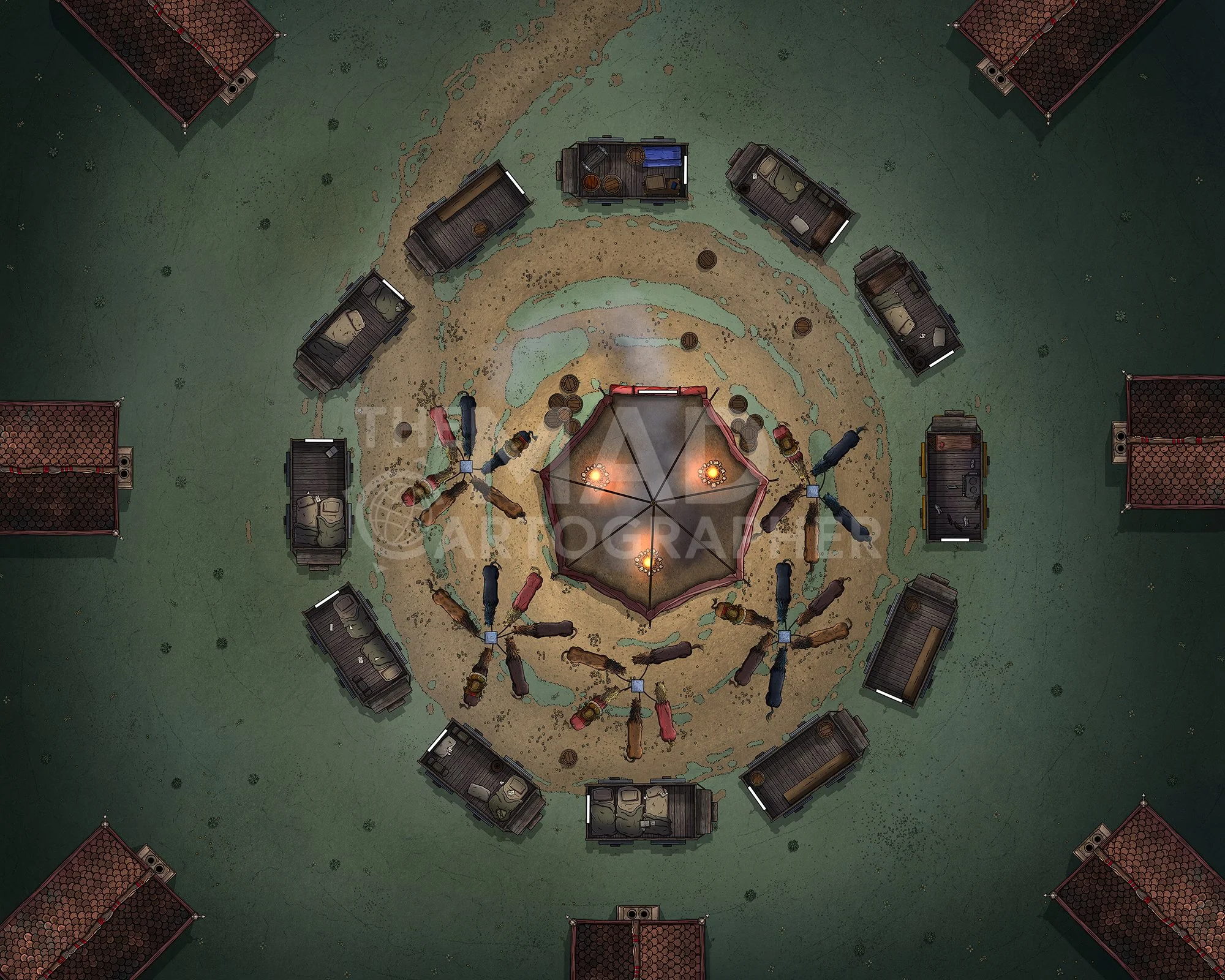 [FREE] VALLAKI VISTANI CAMP | 25x20 | A Vistani settlement and home to an ancient race of Dusk Elves. [🌓 Night & Day Variants] [🪑 Asset Variants] [Interiors]