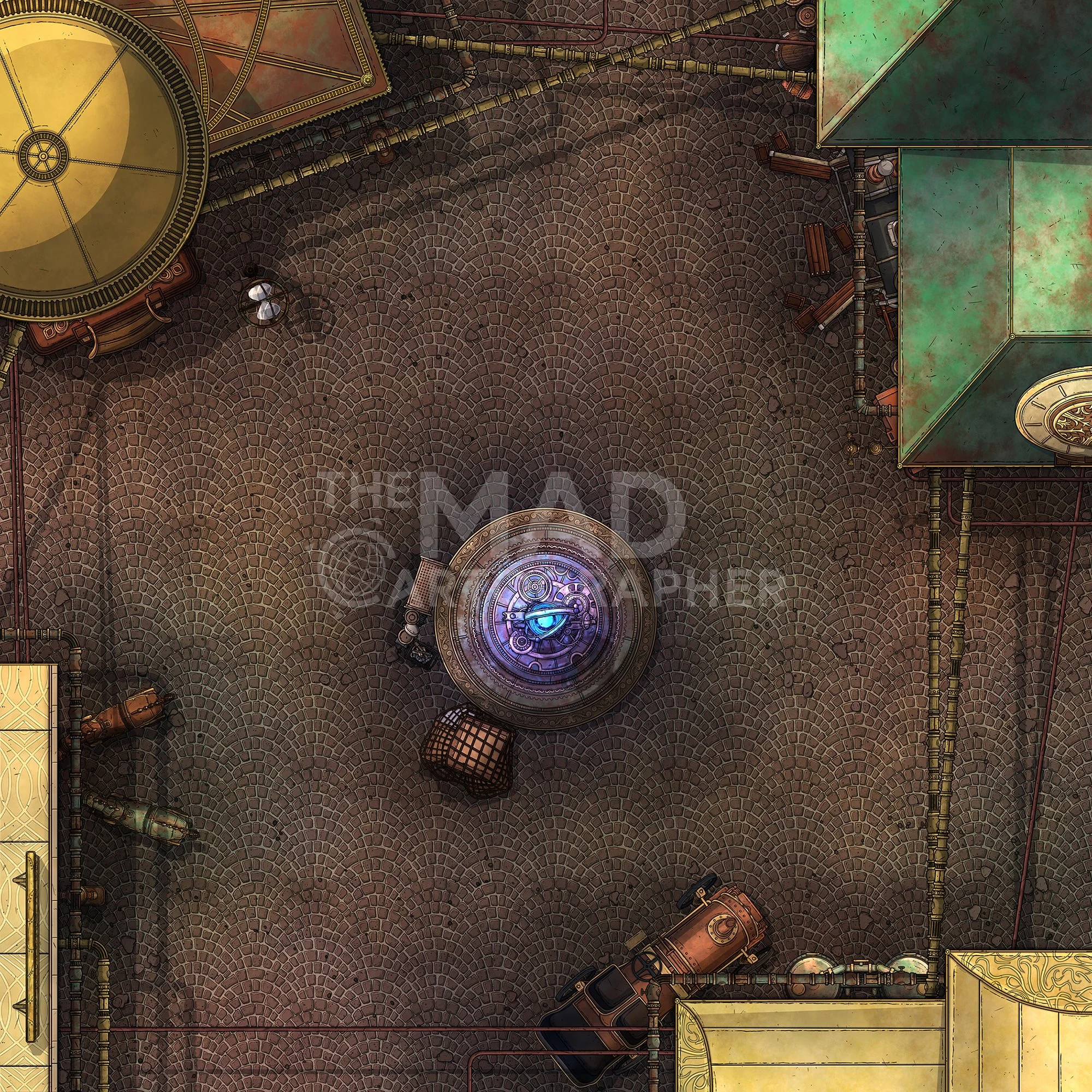 STEAMPUNK SQUARE | 15x15 | This town plaza is a meeting place for scientists and nobles to discuss the latest innovations in technology. [🌓 Night & Day Variants]