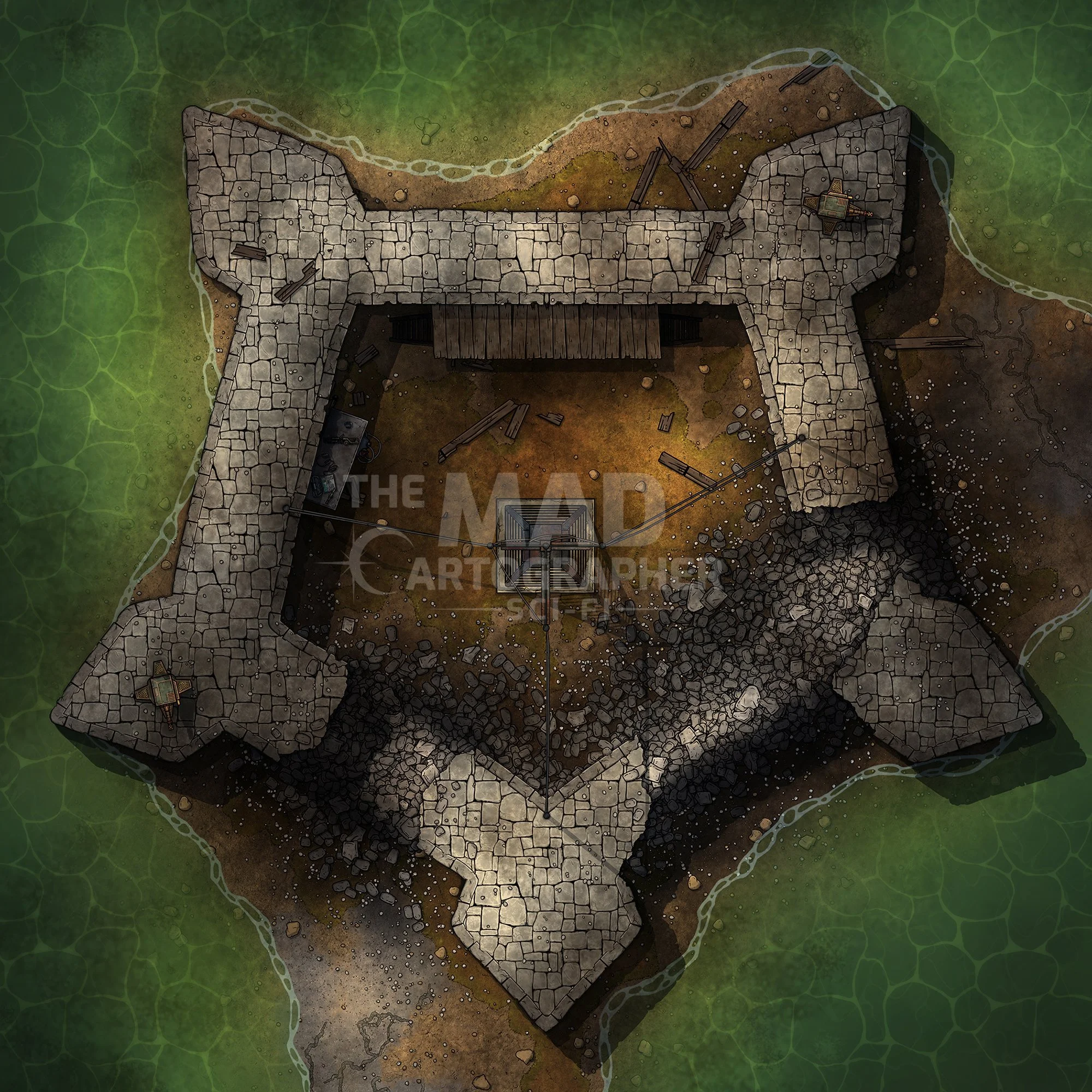 COASTAL FORT | 15x15 | An abandoned maritime fortress provides a secure vantage point. [🪑 Asset Variants]