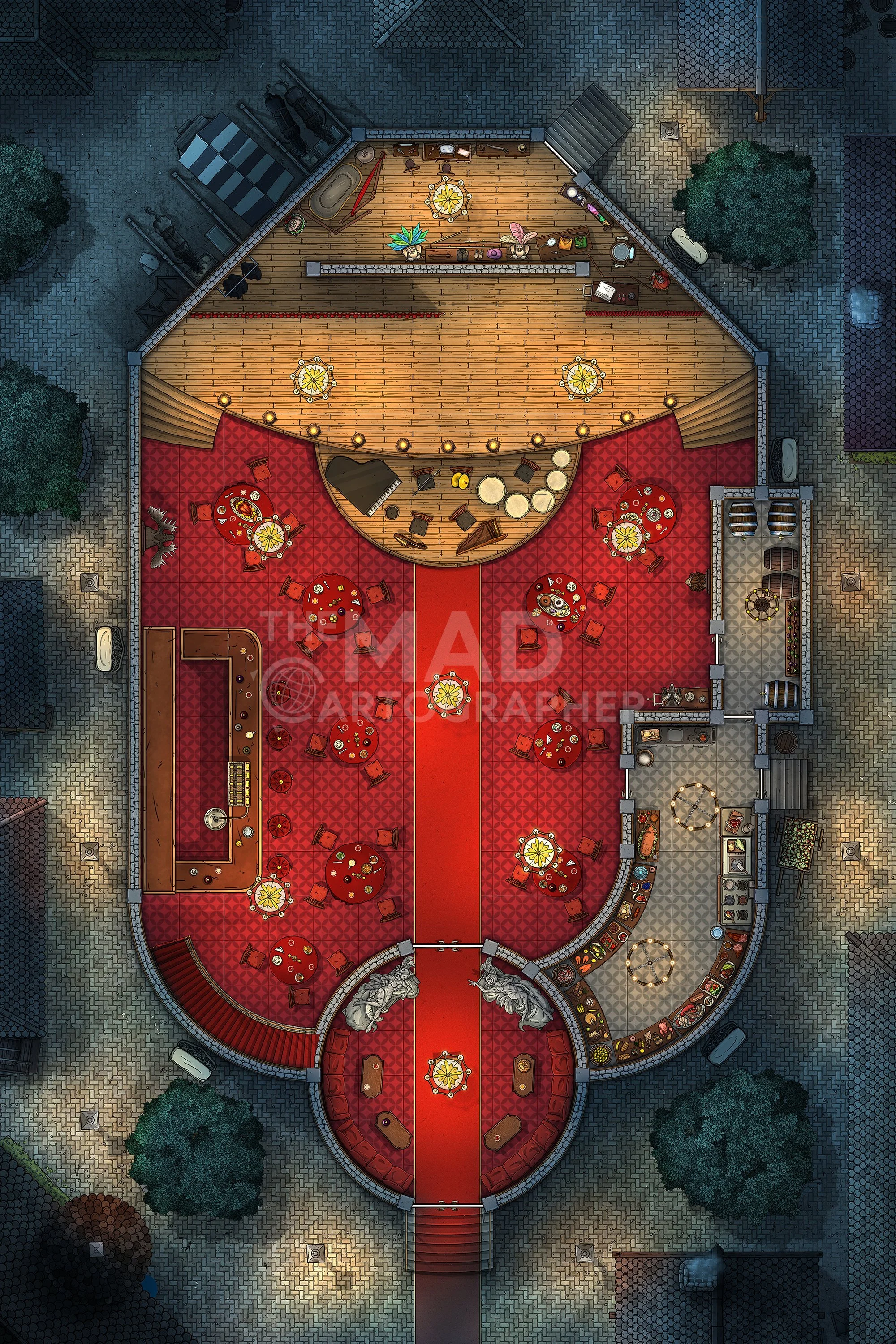 BURLESQUE HALL | 20x30 | A secluded establishment for discreet performances - theatrical or otherwise. [🌓 Night & Day Variants]